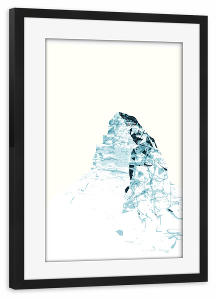 Poster mit Rahmen schwarz "Mountainsplash Matterhorn turquoise" artboxONE - Natur,Reise - Berg,Gebirge,Bunt,Modern,Abstrakt,Berge,Mythen,Schweiz
