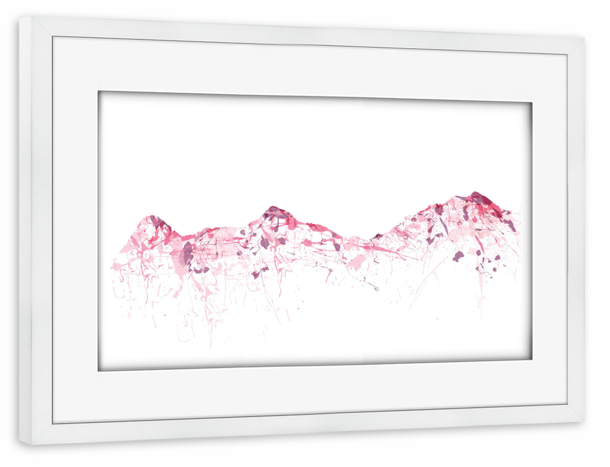 Poster mit Rahmen weiß "Mountainsplash Eiger/Mönch/Jungfrau pink" artboxONE - Natur,Reise