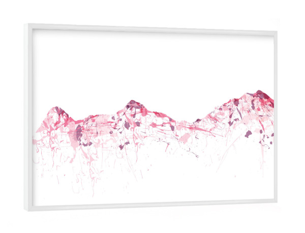 Poster mit weißem Rahmen "Mountainsplash Eiger/Mönch/Jungfrau pink" artboxONE - Natur,Reise