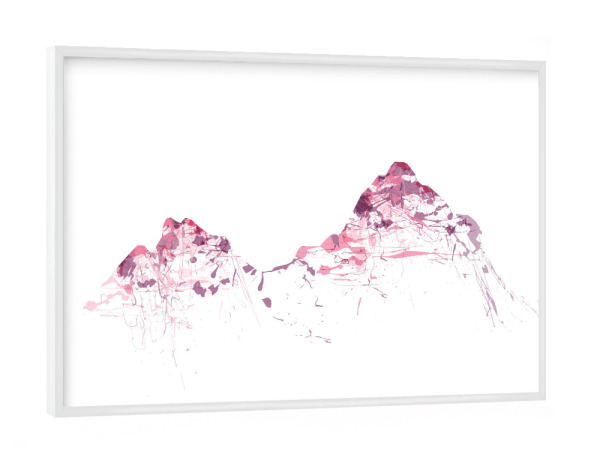Poster mit weißem Rahmen "Mountainsplash Mythen pink" artboxONE - Natur,Reise - Berg,Gebirge,Bunt,Modern,Abstrakt,Berge,Mythen,Schweiz
