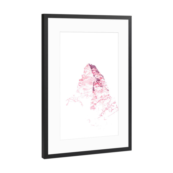 Poster mit Rahmen Schwarz (Metallic) "Mountainsplash Matterhorn pink" artboxONE - Natur,Reise,Abstrakt