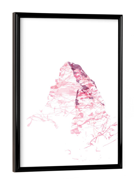 Poster mit schwarzem Rahmen "Mountainsplash Matterhorn pink" artboxONE - Natur,Reise,Abstrakt