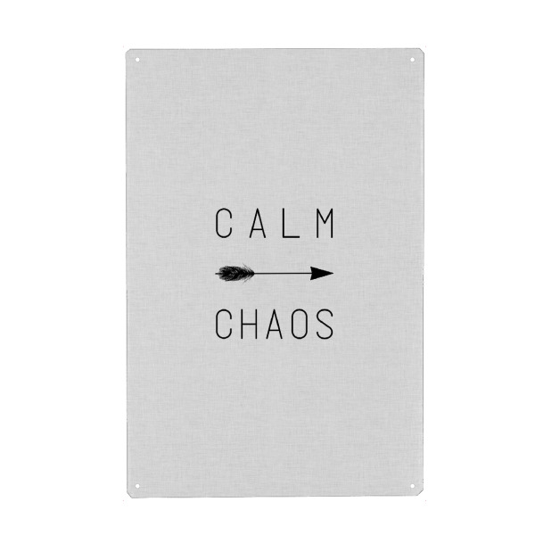 Holzbild "Calm, Chaos" artboxONE - Typografie,Schwarzweiß
