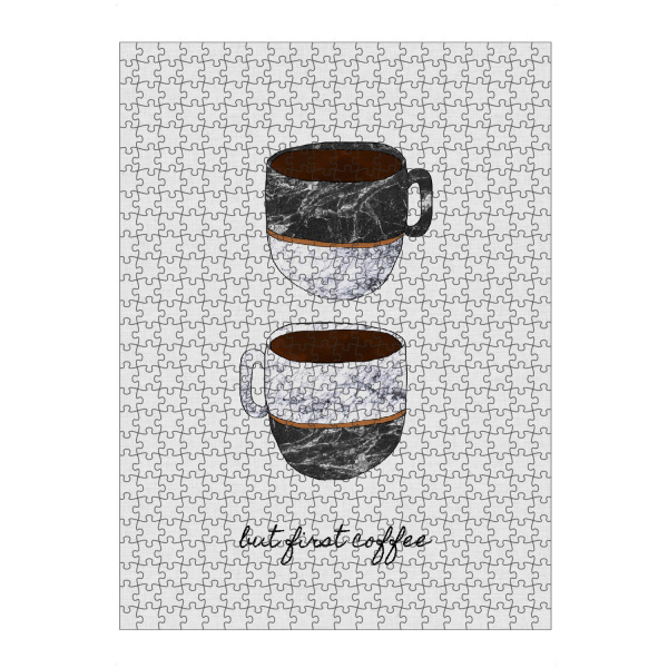 Puzzle Ravensburger "Coffee First" artboxONE - Typografie,Essen & Trinken,Schwarzweiß,Marmor - Coffee,First,Kaffee,Kaffeetasse,Cup - Bild coffee