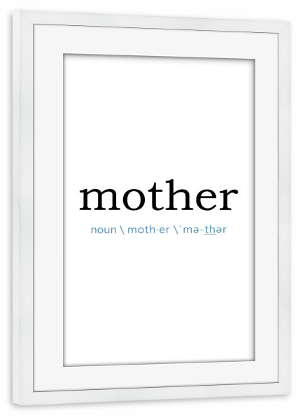 Poster mit Rahmen weiß "How to spell her" artboxONE - Typografie,Schwarzweiß - Mama,Mutti,Muttertag,Liebe,Familie,Geschenk,Mutter
