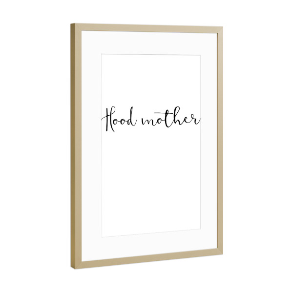 Poster mit Rahmen Gold "Hood mother" artboxONE - Menschen,Schwarzweiß - Mama,Muttertag,Mutti,Familie,Liebe,Mutter,Kapuze,Liebe