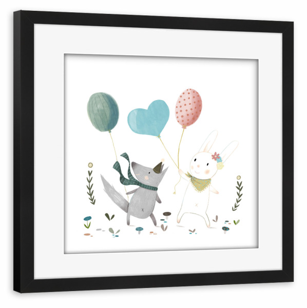 Poster mit Rahmen schwarz "Let's Play Together" artboxONE - Für Kinder,Tiere