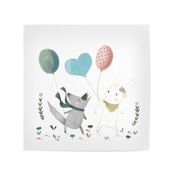 Poster 20x20 cm "Let's Play Together" artboxONE - Für Kinder,Tiere
