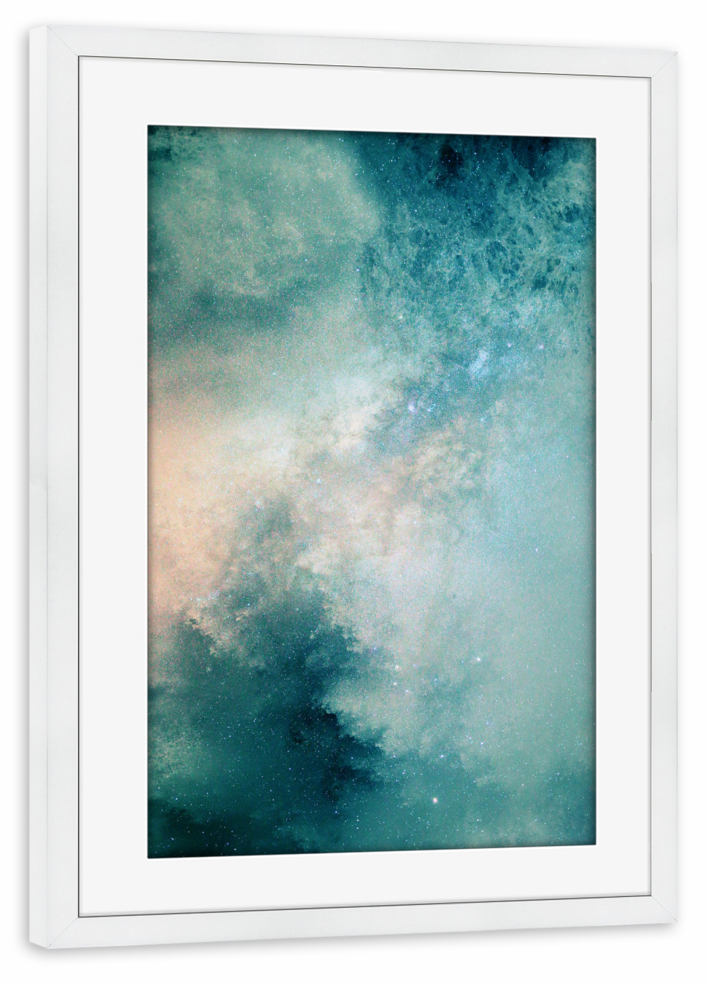 Poster mit Rahmen weiß "Dreamy Galaxy - Into the Dark" artboxONE - Abstrakt - Galaxie,Astronomie,Wolken,Weltraum,Universum