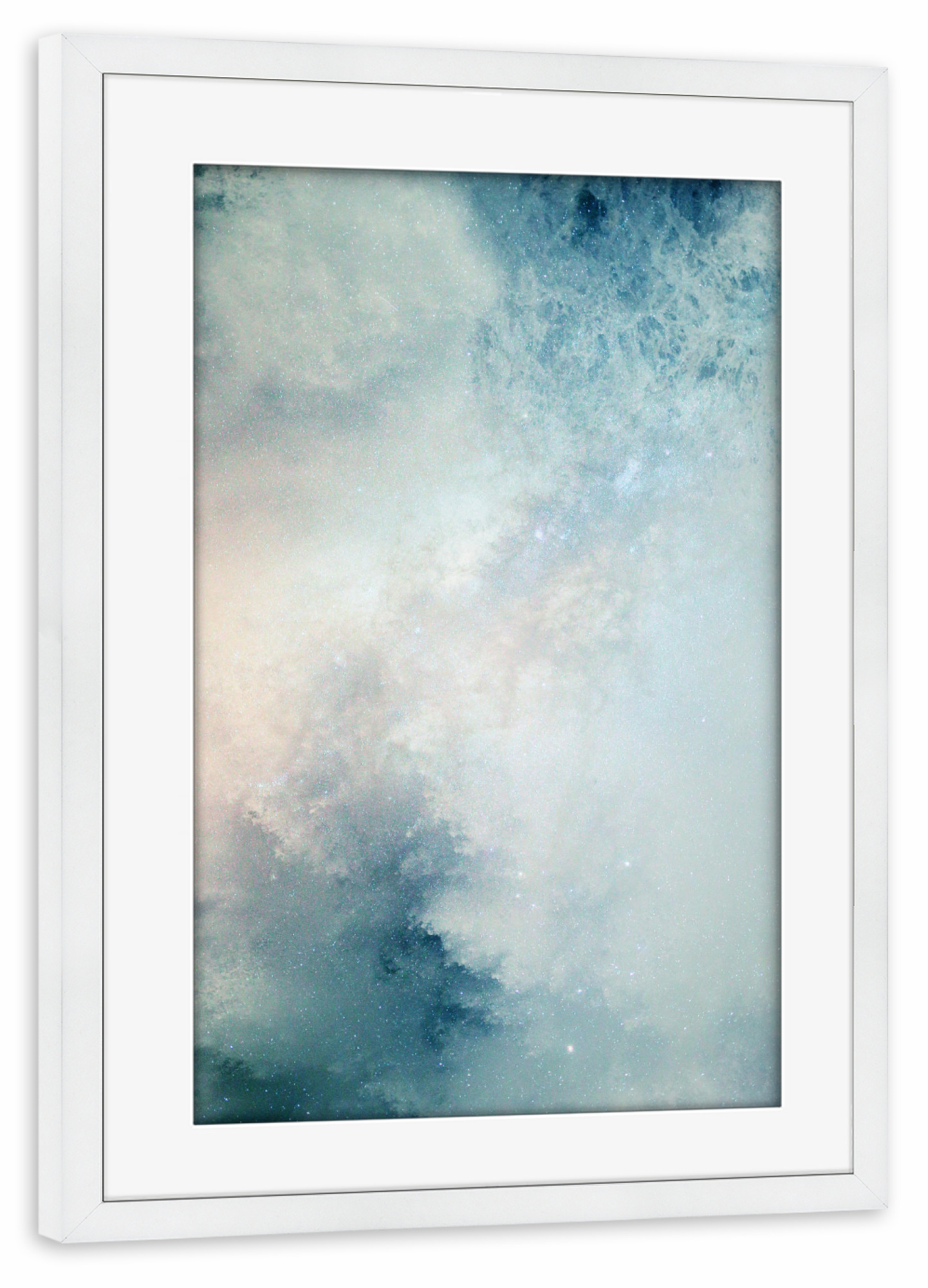 Poster mit Rahmen weiß "Dreamy Galaxy - Into the Blue" artboxONE - Abstrakt,Galaxy