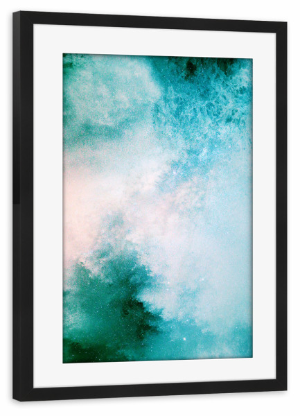 Poster mit Rahmen schwarz "Dreamy Galaxy - Blue and Green" artboxONE - Abstrakt