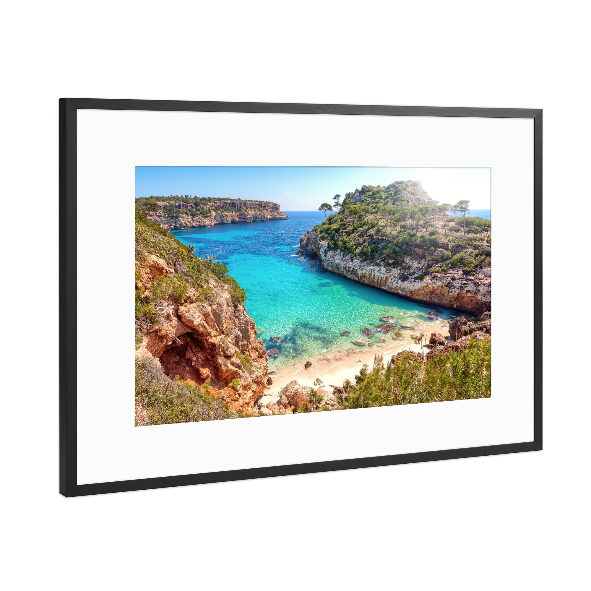 Poster mit Rahmen Schwarz (Metallic) "Mallorca 2" artboxONE - Natur,Reise,Reise / Strand und Meer