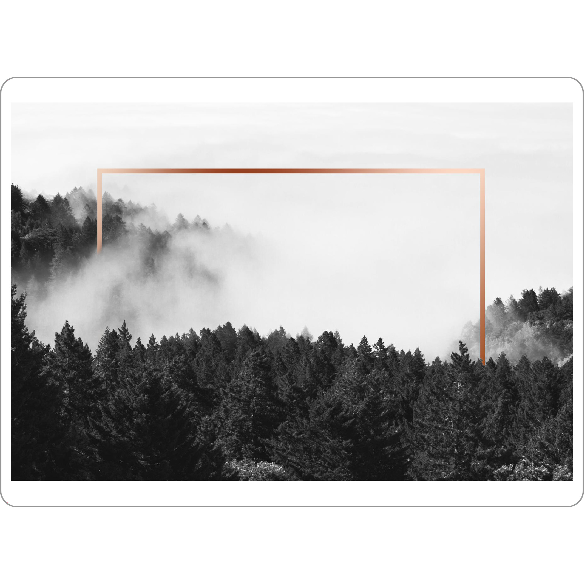 Tischset "Frame in Forest (kupfer)" artboxONE - Natur,Schwarzweiß,Geometrie - Nebel,Wald,Kupfer rahmen - Bild nebel
