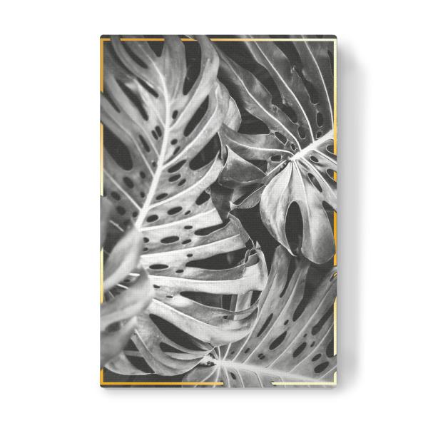 Leinwandbild "Frame in Leaves (gold)" artboxONE - Natur,Floral,Schwarzweiß,Geometrie
