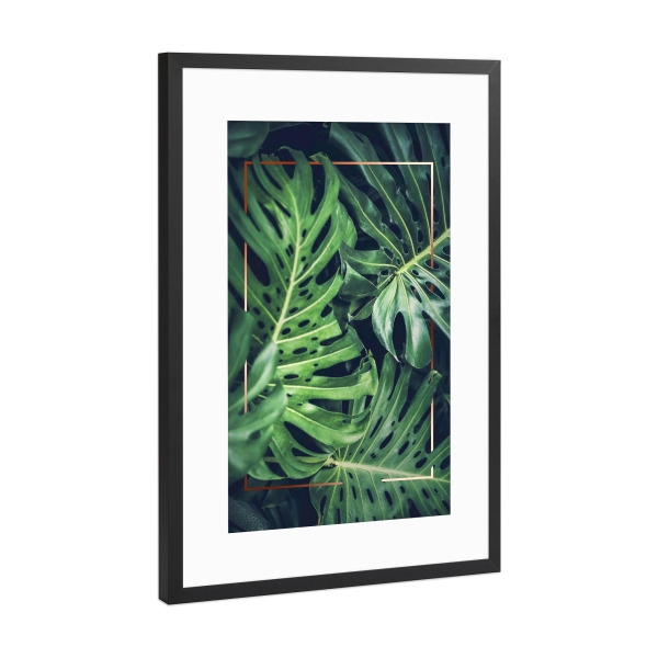 Poster mit Rahmen Schwarz (Metallic) "Frame in Leaves" artboxONE - Natur,Floral,Abstrakt