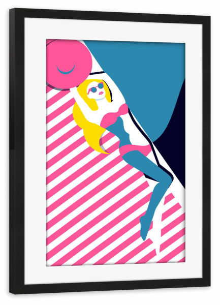 Poster mit Rahmen schwarz "Beach Woman" artboxONE - Fashion