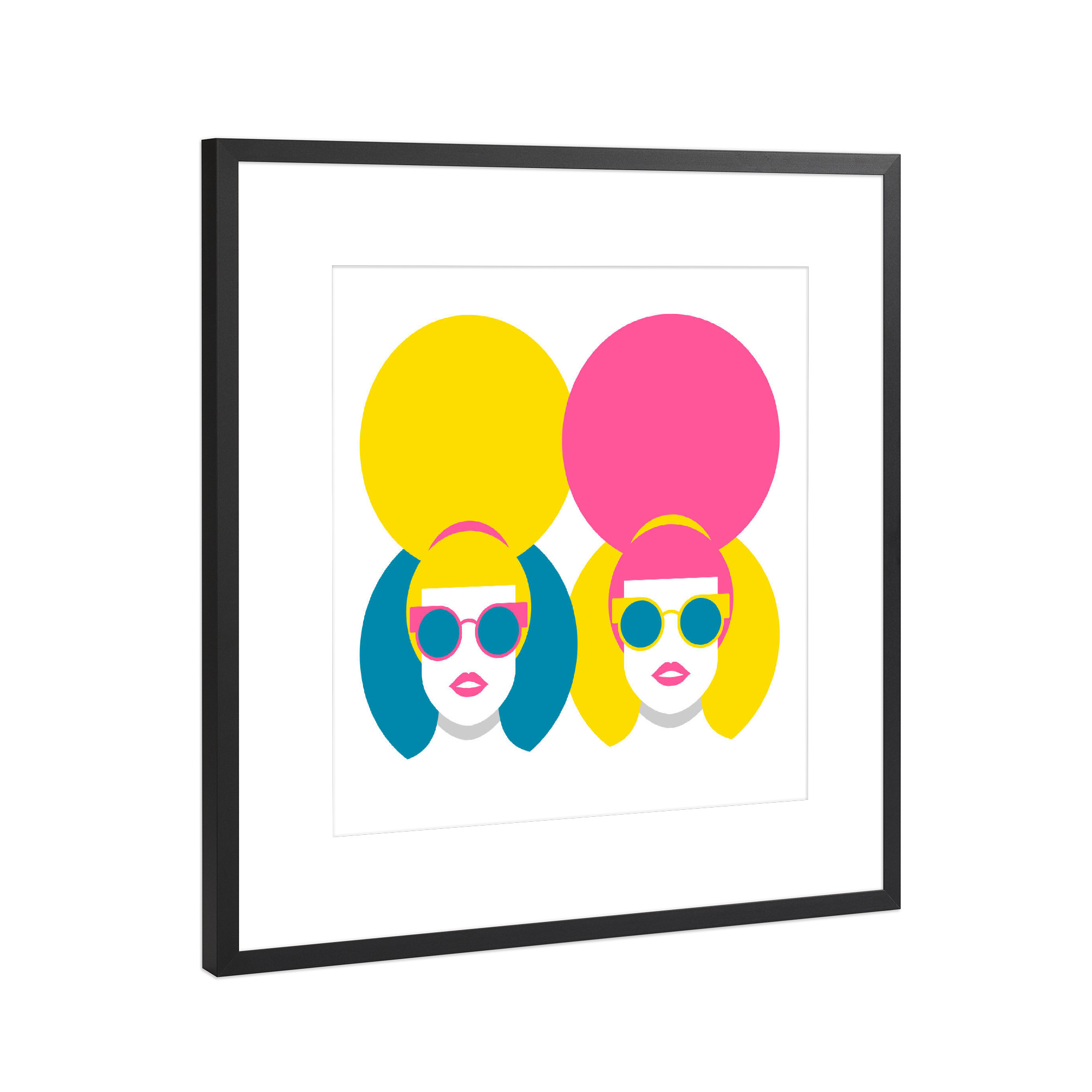 Poster mit Rahmen Schwarz (Metallic) "Glam Girls" artboxONE - Fashion - Woman,Lady,Style,Fashion,Pop art,Sunglasses,Hairdo,Sonnenbrillen,Frau,Stylish