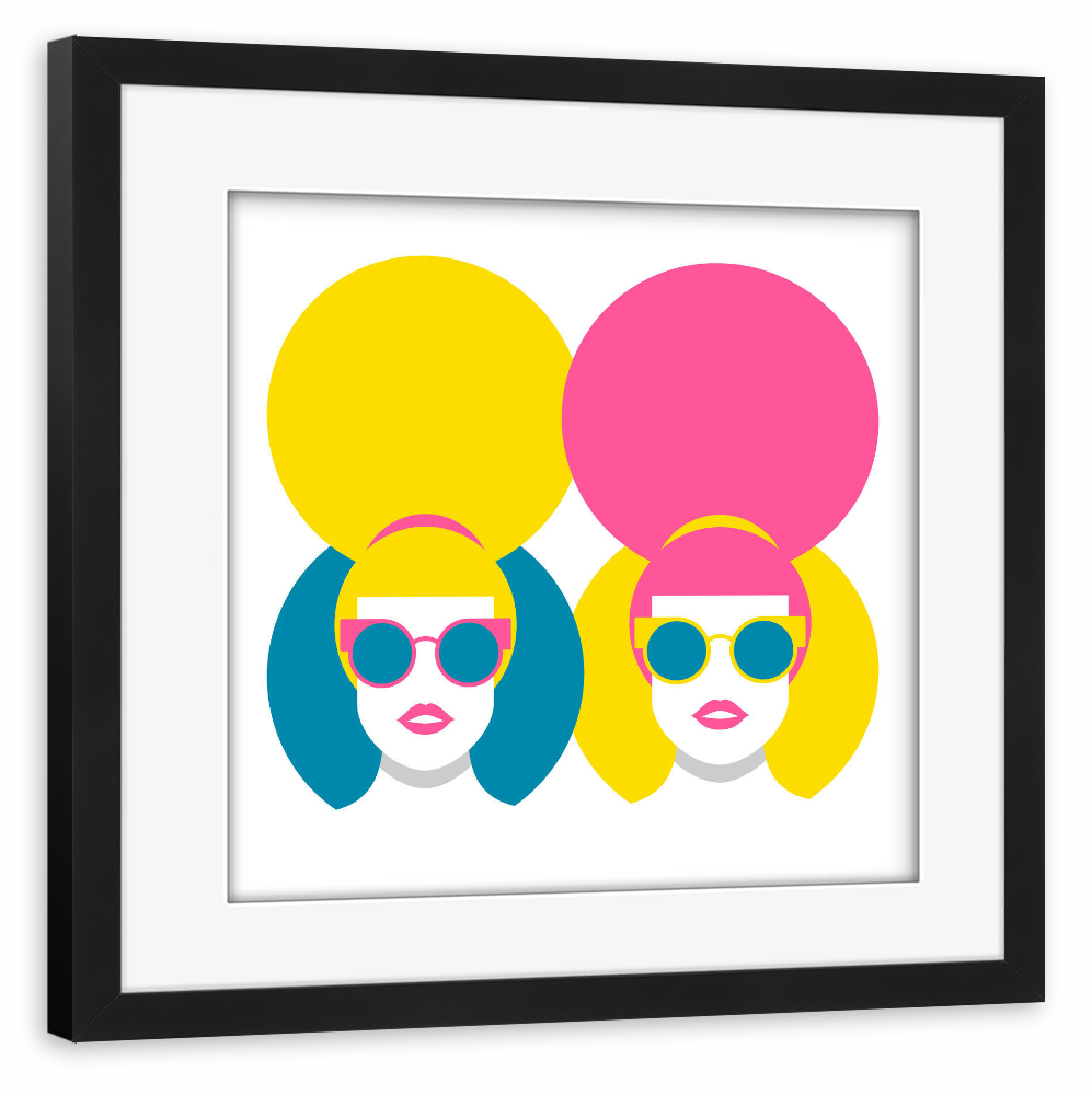 Poster mit Rahmen schwarz "Glam Girls" artboxONE - Fashion - Woman,Lady,Style,Fashion,Pop art,Sunglasses,Hairdo,Sonnenbrillen,Frau,Stylish