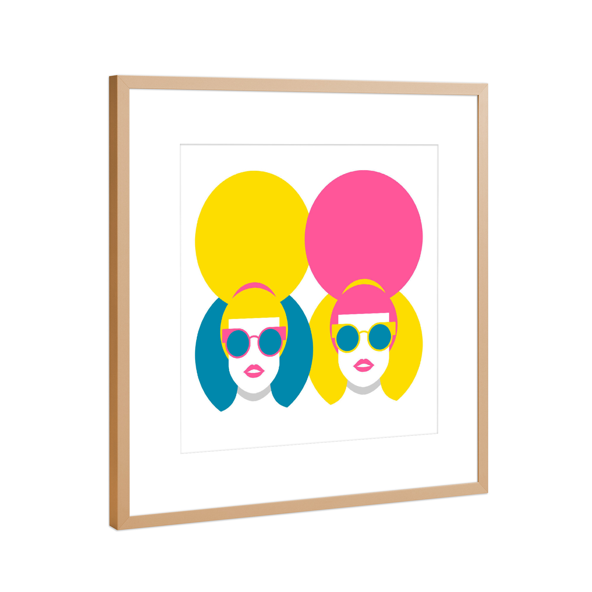 Poster mit Rahmen Kupfer "Glam Girls" artboxONE - Fashion - Woman,Lady,Style,Fashion,Pop art,Sunglasses,Hairdo,Sonnenbrillen,Frau,Stylish