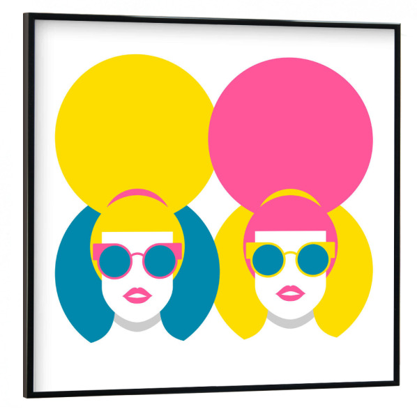 Poster mit schwarzem Rahmen 30x30 cm "Glam Girls" artboxONE - Fashion - Woman,Lady,Style,Fashion,Pop art,Sunglasses,Hairdo,Sonnenbrillen,Frau,Stylish