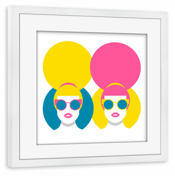 Poster mit Rahmen weiß "Glam Girls" artboxONE - Fashion - Woman,Lady,Style,Fashion,Pop art,Sunglasses,Hairdo,Sonnenbrillen,Frau,Stylish