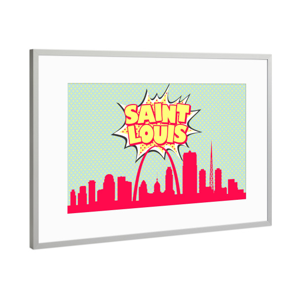 Poster mit Rahmen Silber "Saint Louis" artboxONE - Comic,Architektur