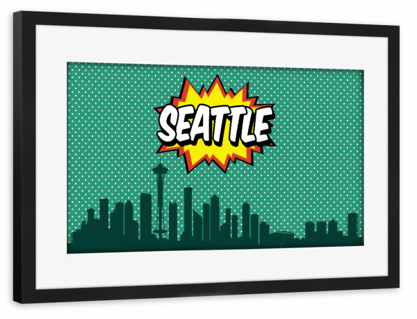 Poster mit Rahmen schwarz "Seattle 2" artboxONE - Städte,Reise,Comic,Architektur