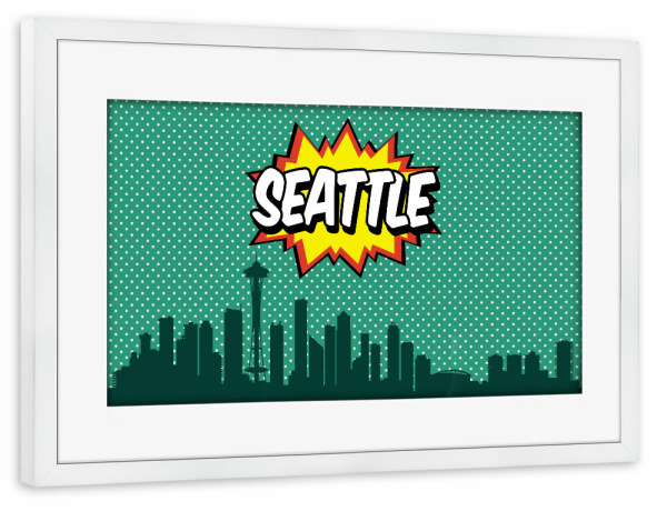 Poster mit Rahmen weiß "Seattle 2" artboxONE - Städte,Reise,Comic,Architektur