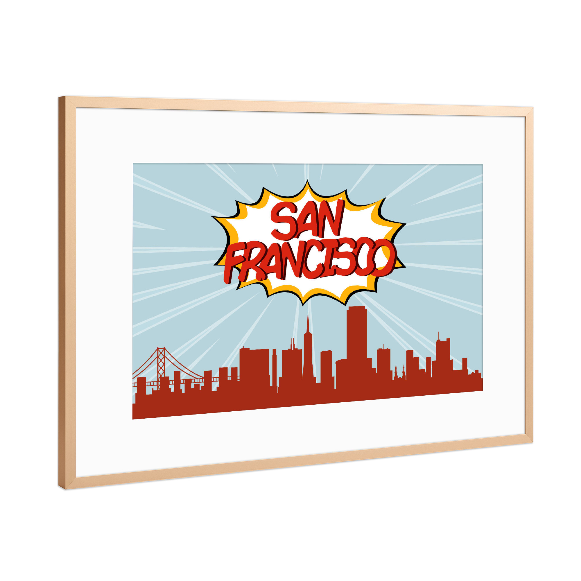Poster mit Rahmen Kupfer "San Francisco 4" artboxONE - Städte,Reise,Comic,Architektur,Städte / San Francisco