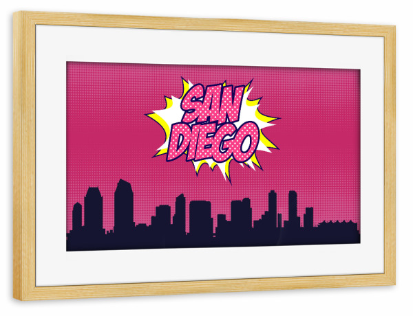 Poster mit Rahmen kiefer "San Diego" artboxONE - Städte,Reise,Comic,Architektur