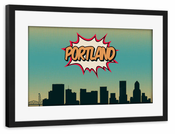 Poster mit Rahmen schwarz "Portland" artboxONE - Städte,Reise,Comic,Architektur