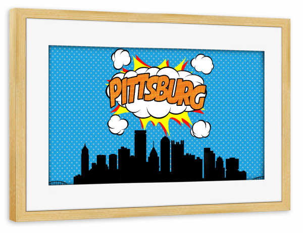 Poster mit Rahmen kiefer "Pittsburg" artboxONE - Comic,Architektur