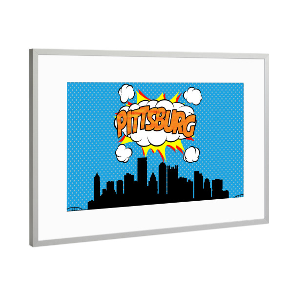 Poster mit Rahmen Silber "Pittsburg" artboxONE - Comic,Architektur