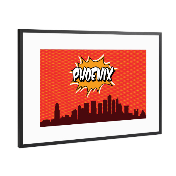 Poster mit Rahmen Schwarz (Metallic) "Phoenix" artboxONE - Städte,Reise,Comic,Architektur