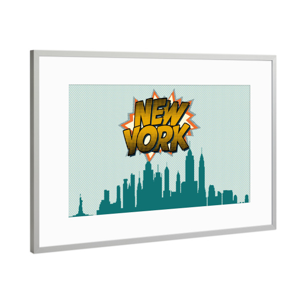 Poster mit Rahmen Silber "New York 12" artboxONE - Städte,Städte / New York,Reise,Comic,Architektur