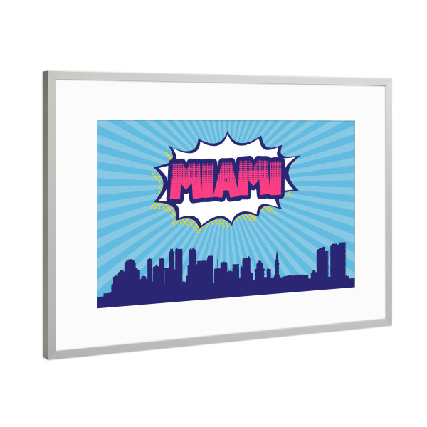 Poster mit Rahmen Silber "Miami" artboxONE - Städte,Reise,Comic,Architektur,Reise / Strand und Meer