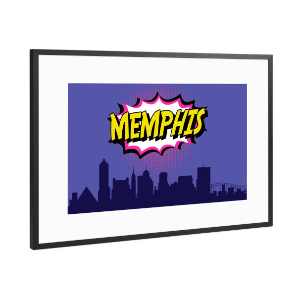 Poster mit Rahmen Schwarz (Metallic) "Memphis" artboxONE - Städte,Reise,Comic,Architektur