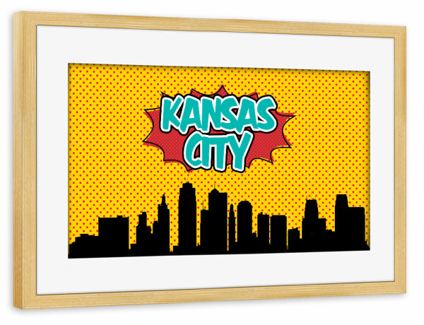 Poster mit Rahmen kiefer "Kansas city 2" artboxONE - Städte,Reise,Comic,Architektur