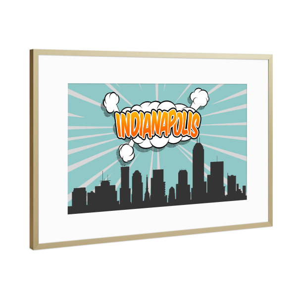 Poster mit Rahmen Gold "Indianapolis" artboxONE - Comic,Architektur