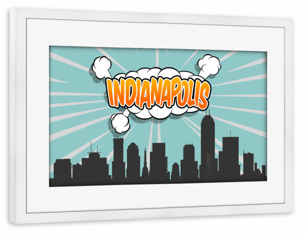 Poster mit Rahmen weiß "Indianapolis" artboxONE - Comic,Architektur