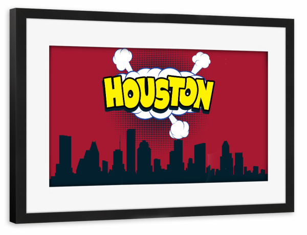 Poster mit Rahmen schwarz "Houston" artboxONE - Städte,Reise,Comic,Architektur