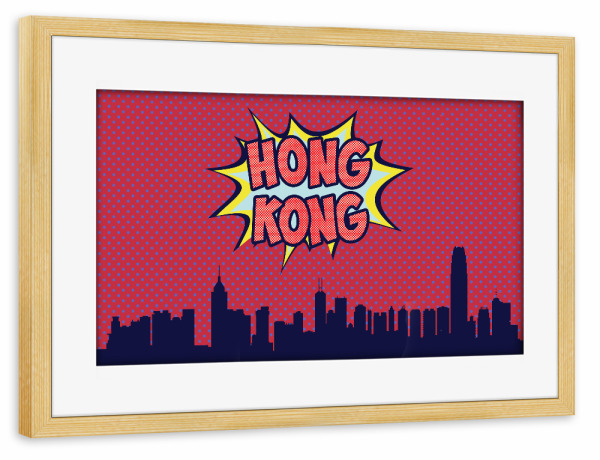 Poster mit Rahmen kiefer "Hong Kong 2" artboxONE - Comic,Architektur
