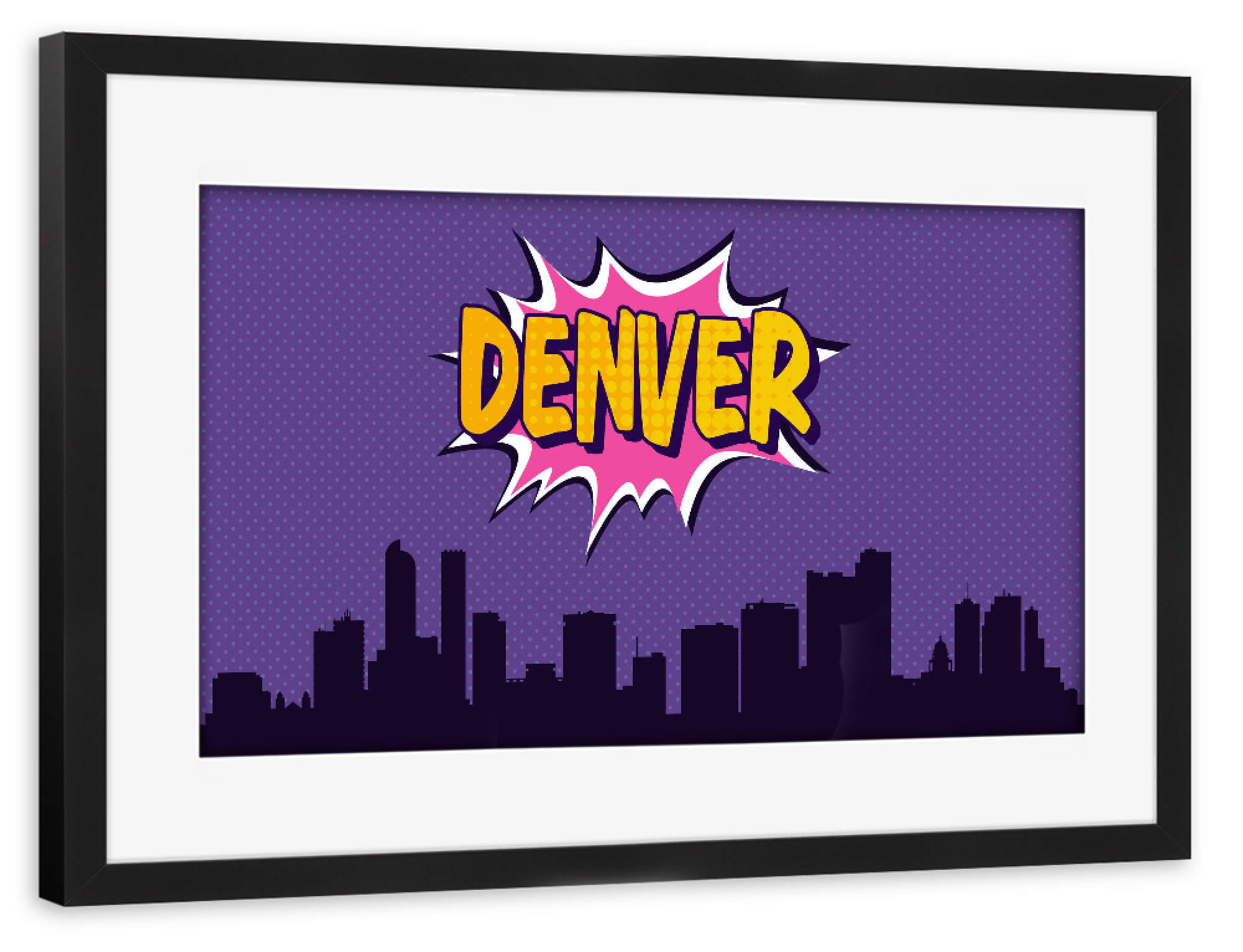 Poster mit Rahmen schwarz "Denver" artboxONE - Städte,Reise,Comic,Architektur
