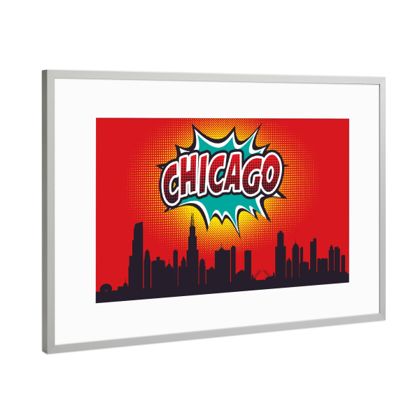 Poster mit Rahmen Silber "Chicago 4" artboxONE - Städte,Reise,Comic,Architektur,Städte / Chicago