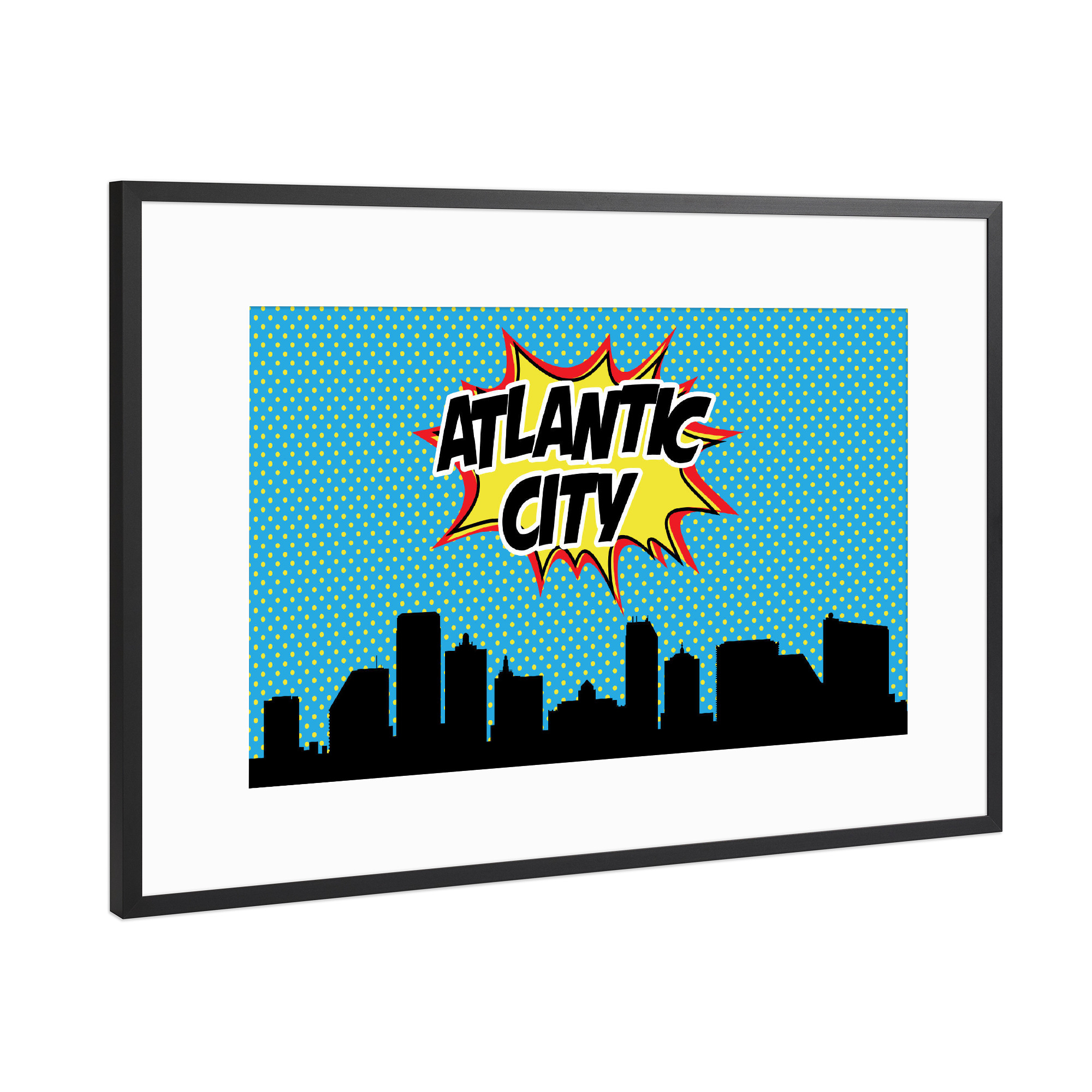 Poster mit Rahmen Schwarz (Metallic) "Atlantic city" artboxONE - Städte,Reise,Comic,Architektur,Reise / Länder