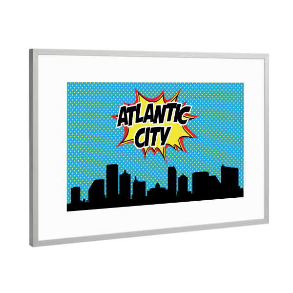 Poster mit Rahmen Silber "Atlantic city" artboxONE - Städte,Reise,Comic,Architektur,Reise / Länder