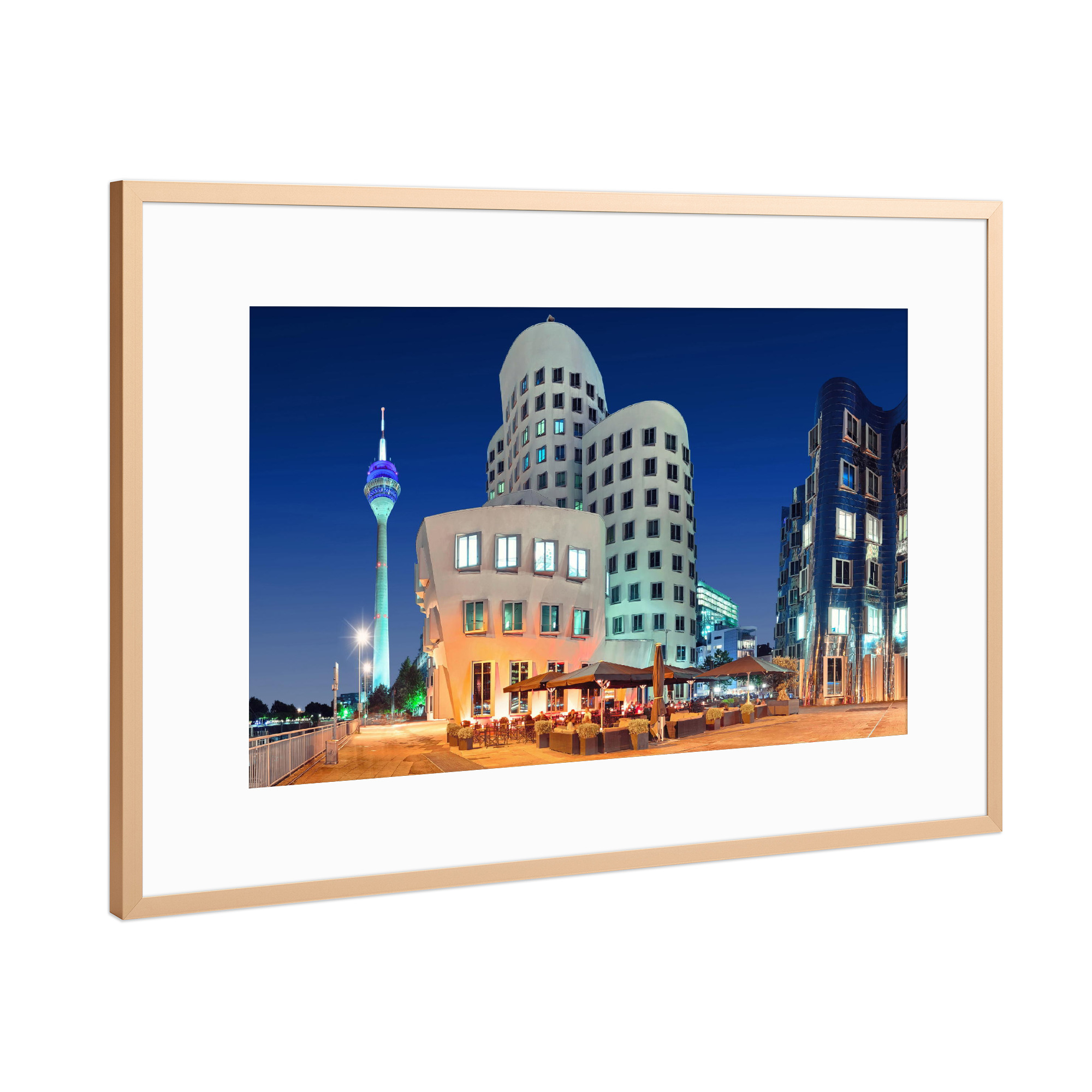 Poster mit Rahmen Kupfer "Neuer Zollhof" artboxONE - Architektur,Städte / Düsseldorf - Neuer zollhof,Düsseldorf,Nordrhein-westfalen