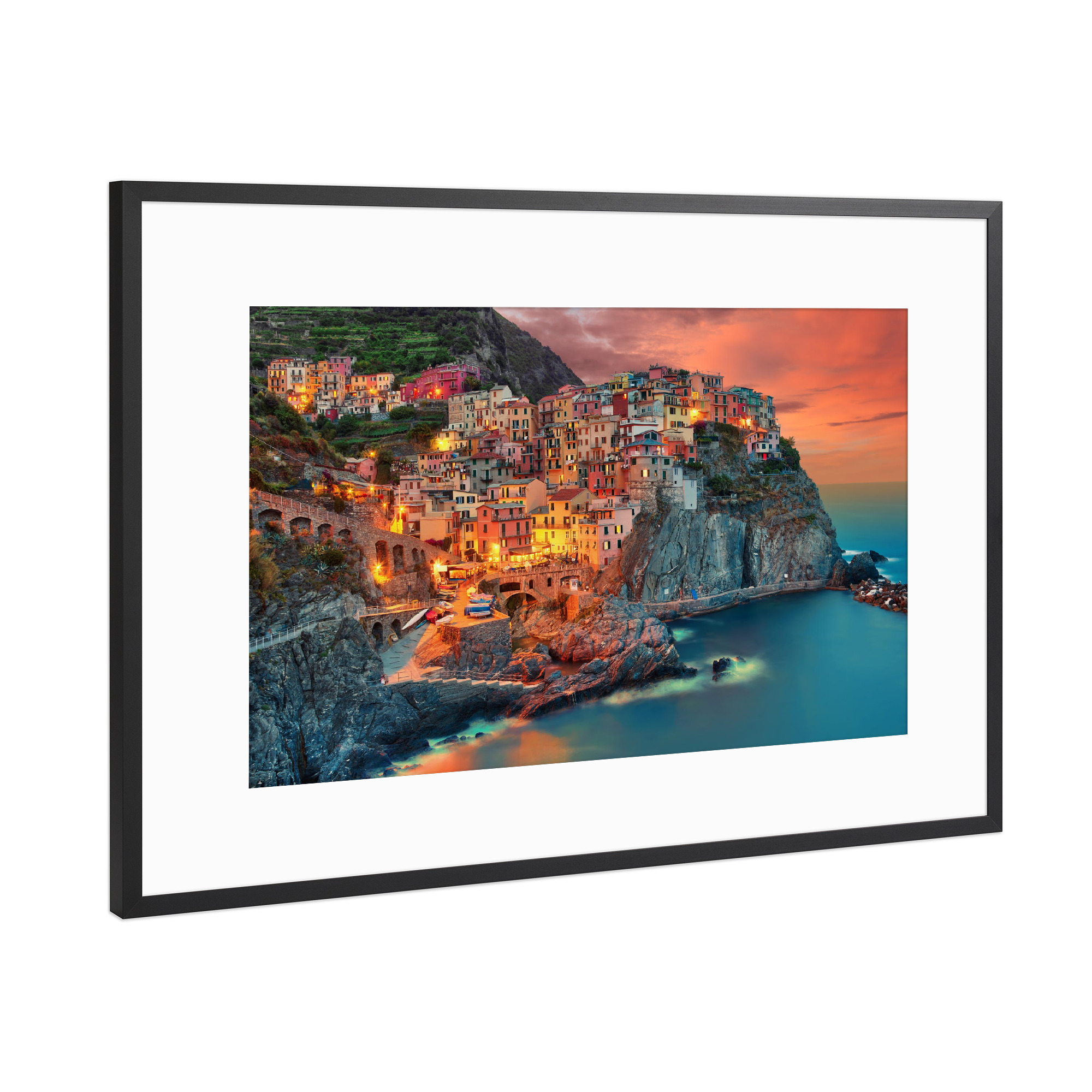 Poster mit Rahmen Schwarz (Metallic) "Manarola Italien" artboxONE - Städte,Reise,Reise / Strand und Meer,Reise / Länder