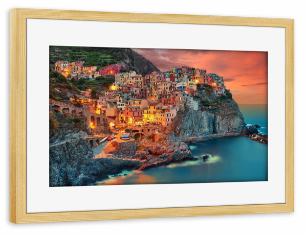 Poster mit Rahmen kiefer "Manarola Italien" artboxONE - Städte,Reise,Reise / Strand und Meer,Reise / Länder