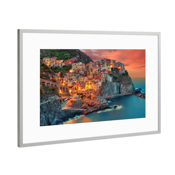 Poster mit Rahmen Silber "Manarola Italien" artboxONE - Städte,Reise,Reise / Strand und Meer,Reise / Länder